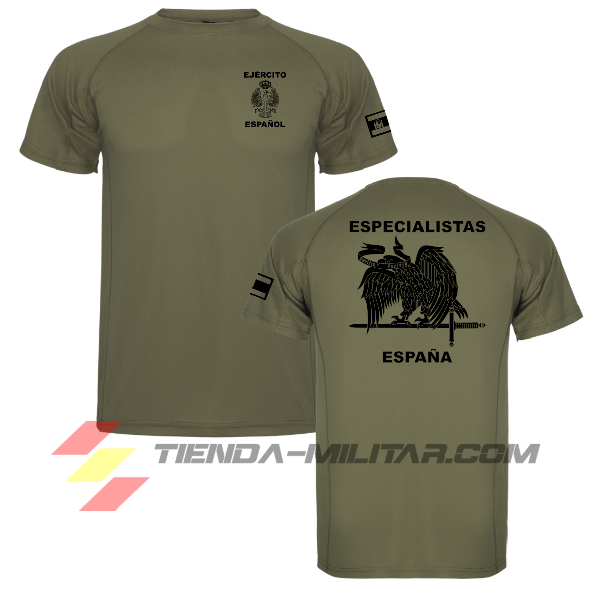 Camiseta técnica especialistas en color Verde Militar  - Tienda Militar