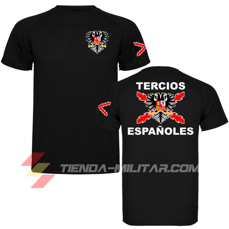 Camiseta técnica de los tercios de España en color negro.