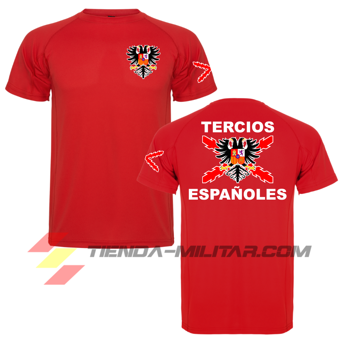 Camiseta técnica de los tercios de España en color rojo.