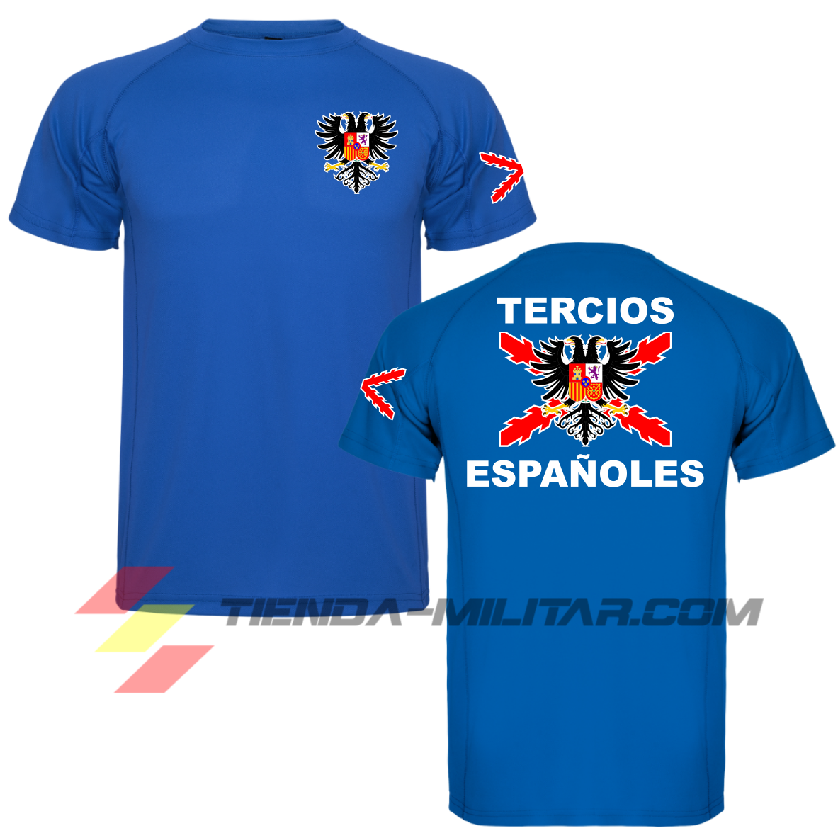 Camiseta técnica de los tercios de España en color azul real.