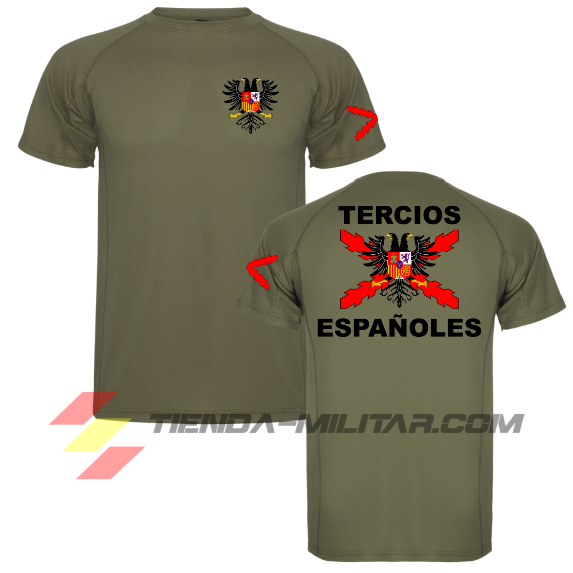 Camiseta técnica de los tercios de España en color verde militar