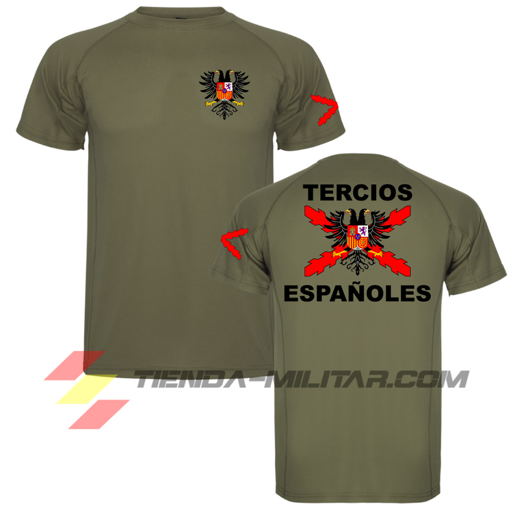 Camiseta técnica de los tercios de España en color verde militar