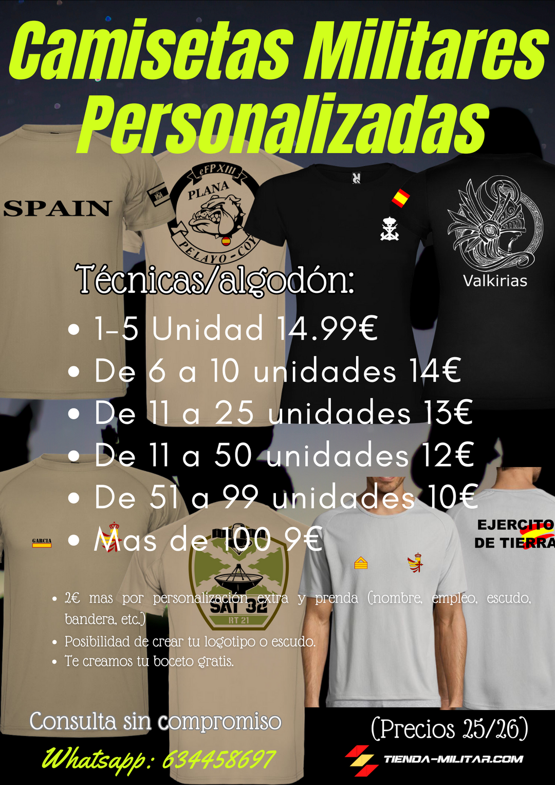 Camiseta técnica militar personalizable
