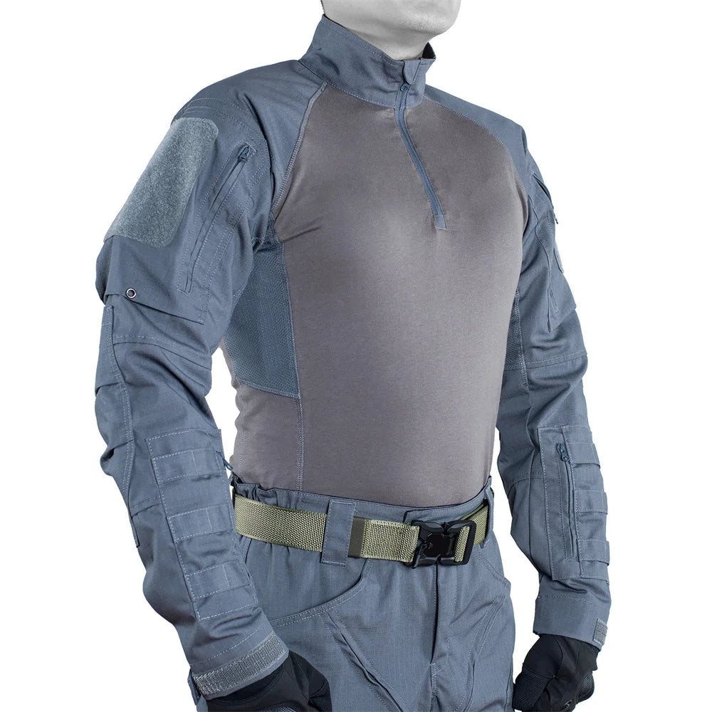 Uniforme táctico gris puesto