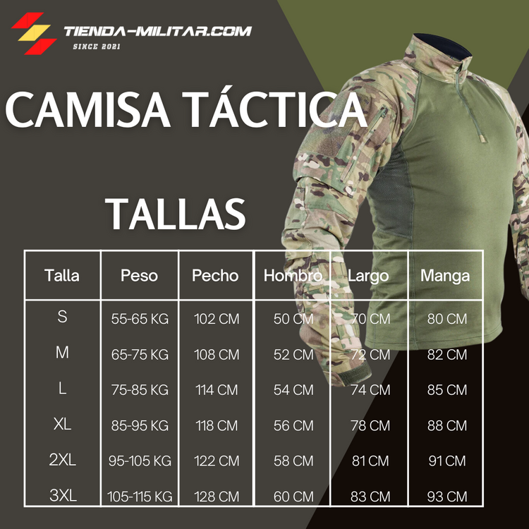 Tallas Camisa Táctica Operaciones Especiales