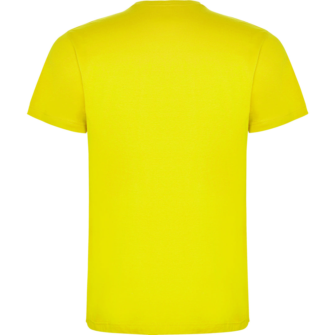 Camiseta para hombre de algodón en amarillo de espaladas