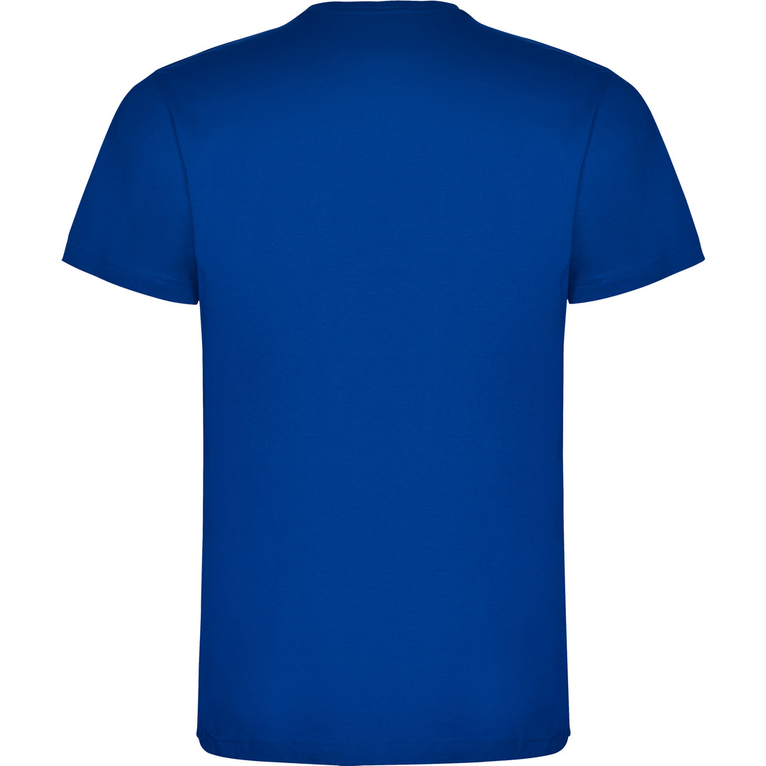 Camiseta para hombre de algodón en azul royal de espaldas