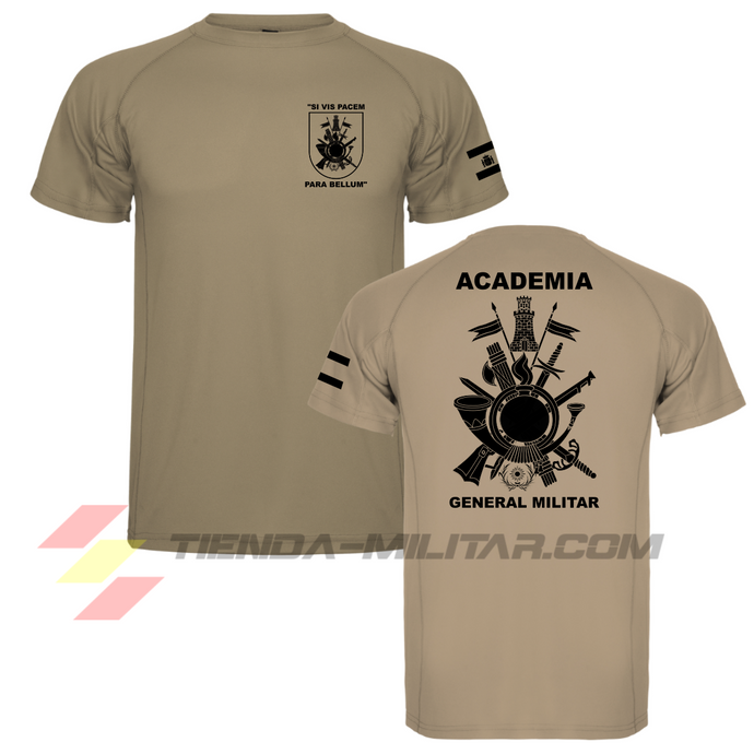 Camiseta militar técnica de la Academia General Militar en color tierra.