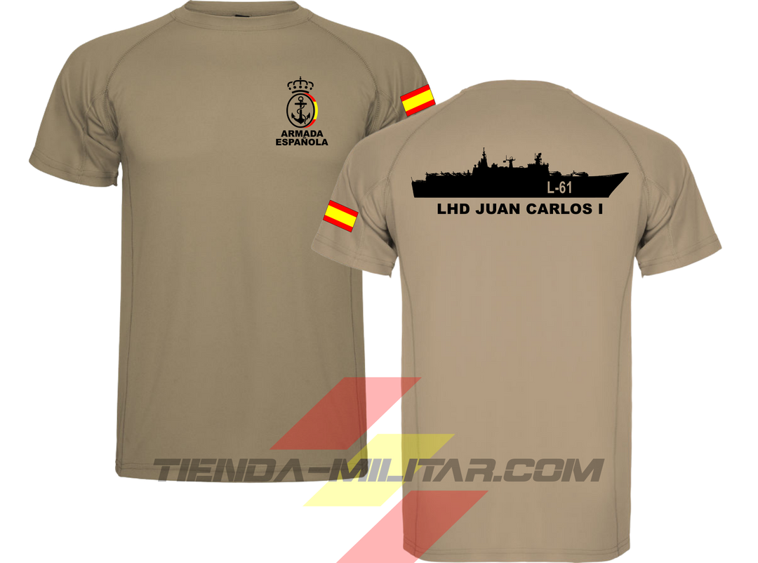 Camiseta poliéster Armada Española LHD Juan Carlos I L-61 color Arena - Tienda Militar