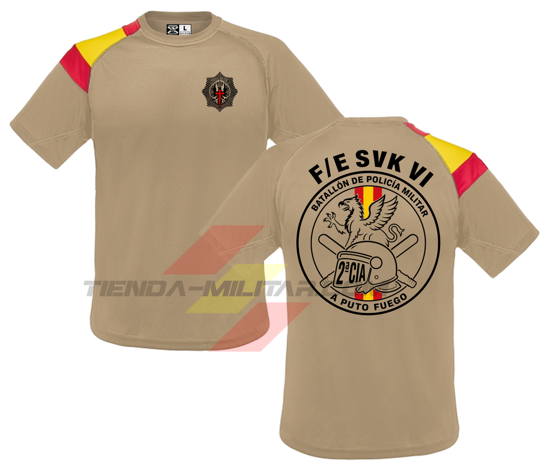 Ejemplo de camiseta técnica militar personalizada con bandera de España, vista trasera