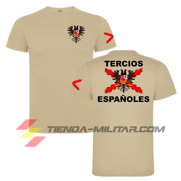 Camiseta de algodón premium de los tercios de España en color arena.