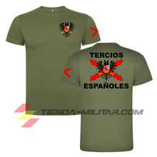 Cargar imagen en el visor de la galería, Camiseta de algodón premium de los tercios de España en color verde militar.

