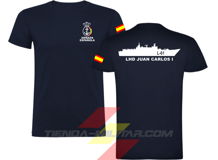 Camiseta algodón Armada Española LHD Juan Carlos I L-61 color Azul Marino - Tienda Militar