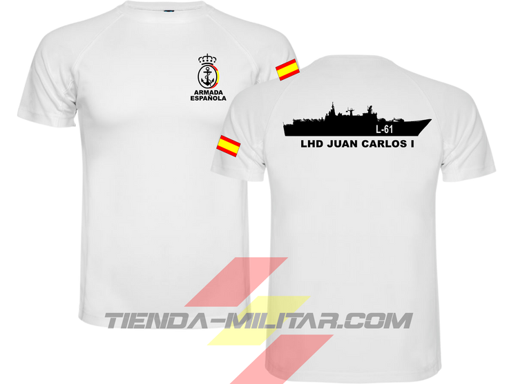 Camiseta poliéster Armada Española LHD Juan Carlos I L-61 color Blanco - Tienda Militar