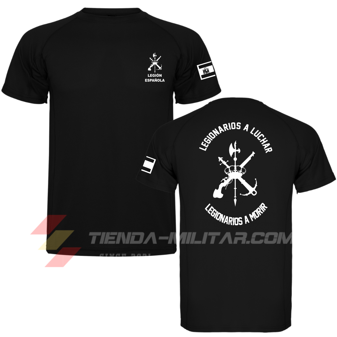 Camiseta militar técnica de la Legión Española en color blanco y negro