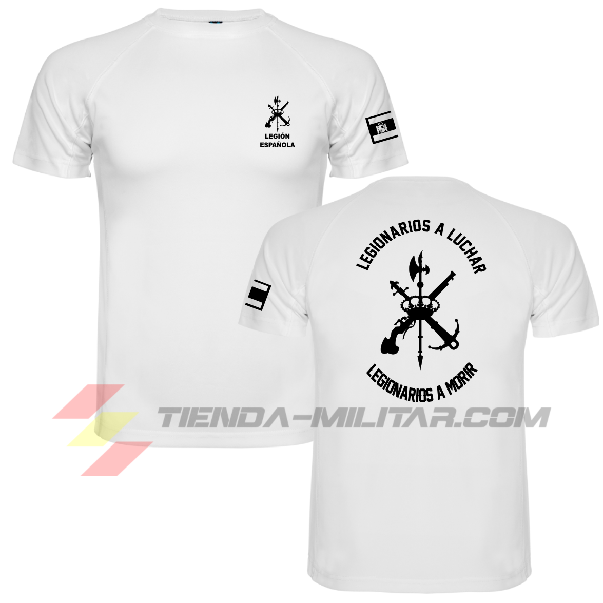 Camiseta militar técnica de la Legión Española en color blanco y negro