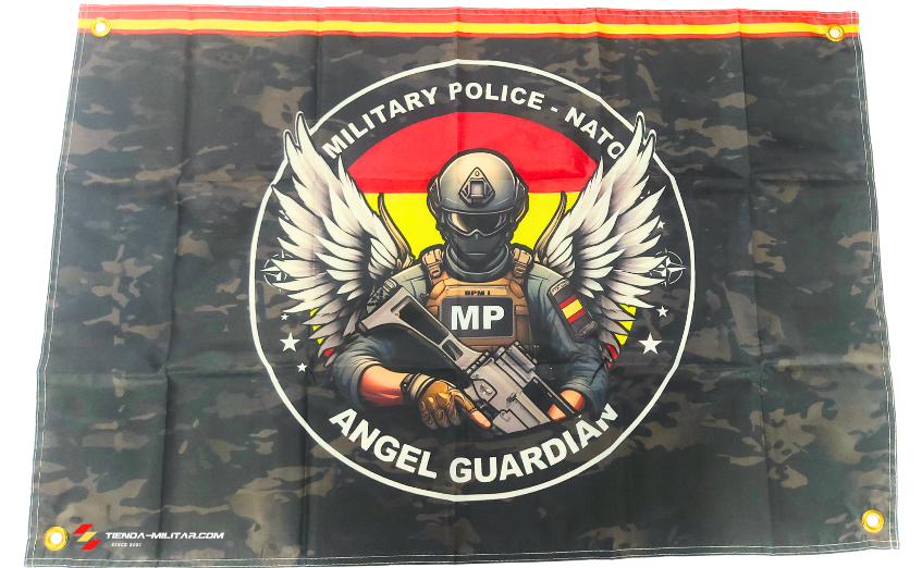Bandera personalizada del ejercicio militar de policía militar de la OTAN Ángel Guardián en color Multicam Negro 