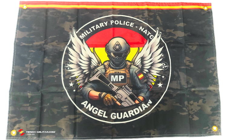 Bandera personalizada del ejercicio militar de policía militar de la OTAN Ángel Guardián en color Multicam Negro 