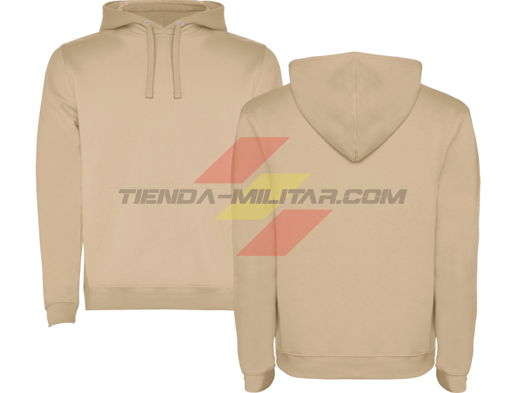 Sudadera militar personalizada con capucha Depredador Hispano -en color Arena.