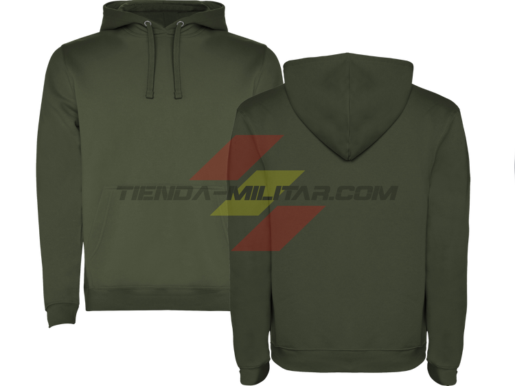 Sudadera militar personalizada con capucha Depredador Hispano en color Verde Militar