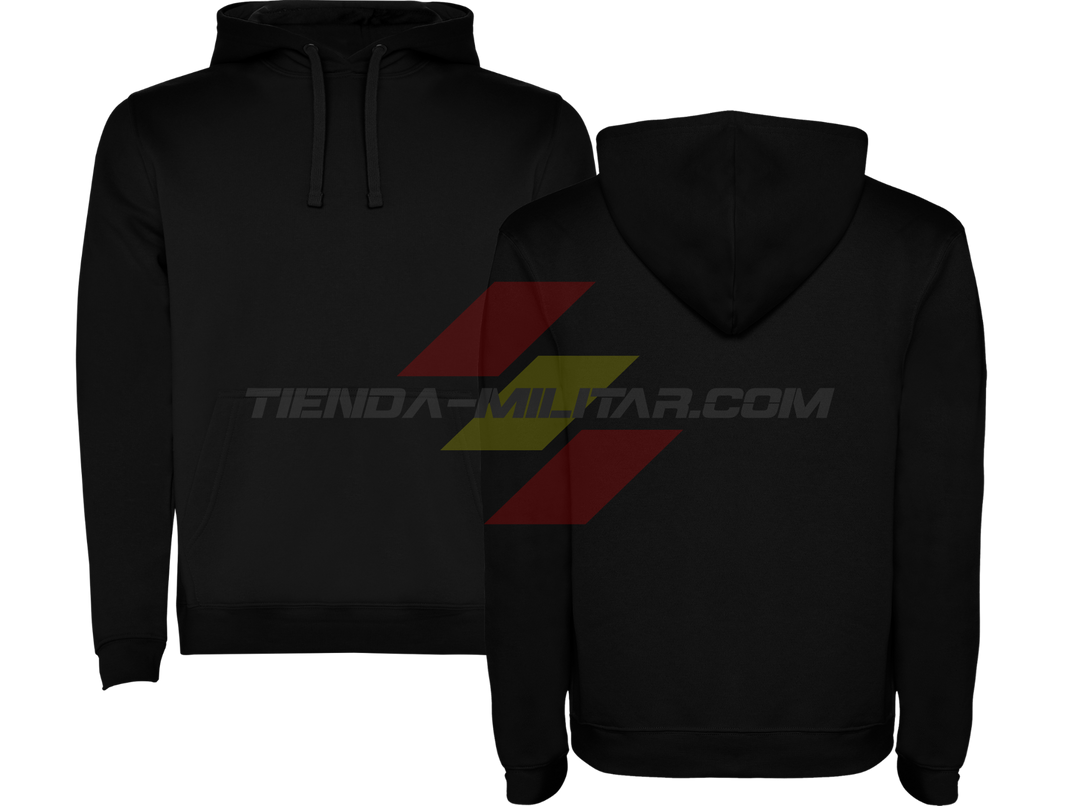 Sudadera militar personalizada con capucha Depredador Hispano en color negro