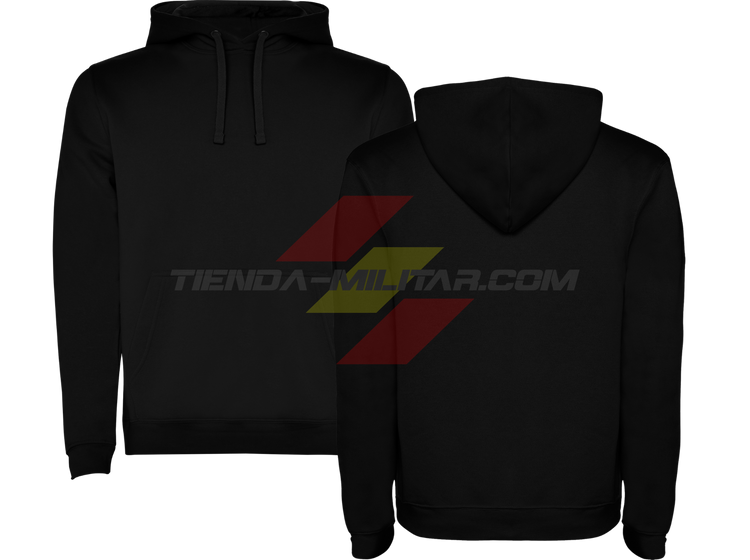 Sudadera militar personalizada con capucha Depredador Hispano en color negro