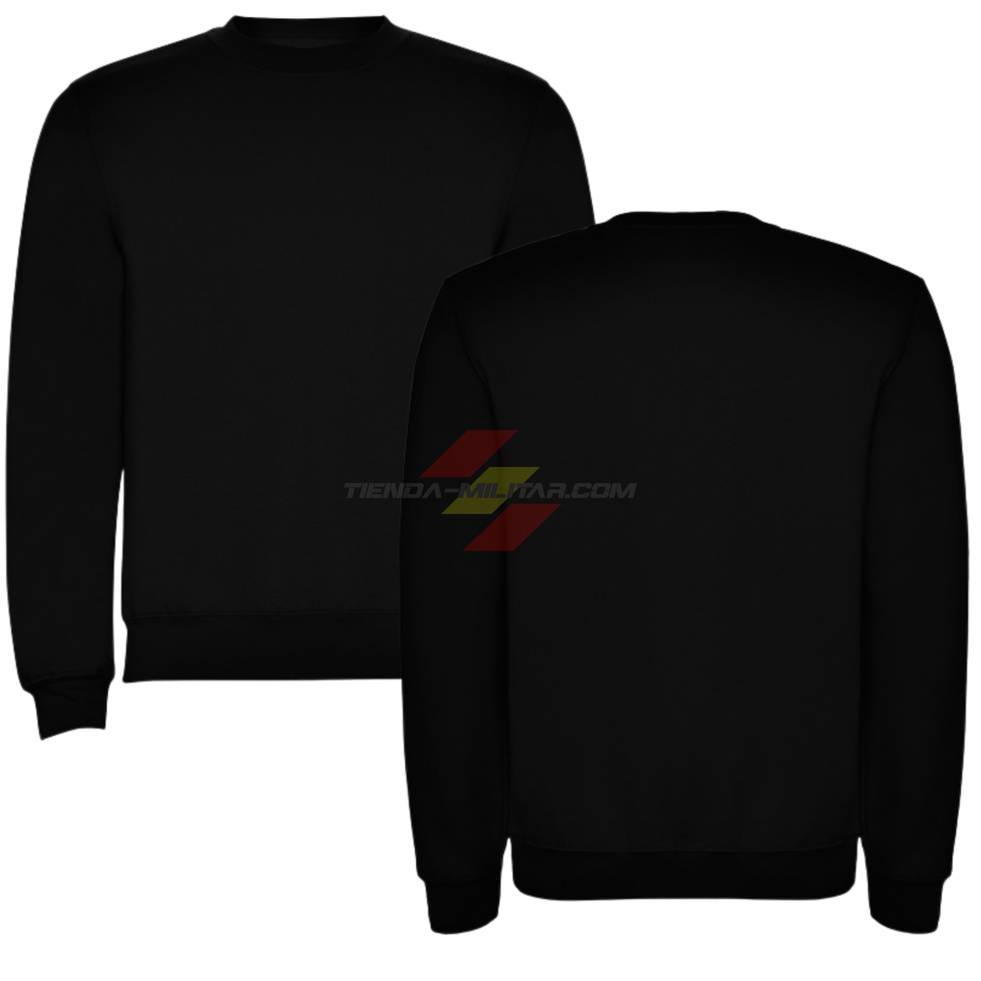 Sudadera militar personalizada sin capucha Depredador Hispano - detalle zona de personalización trasera con medidas