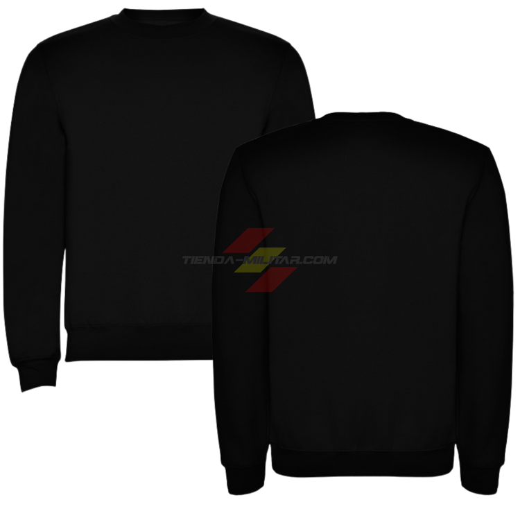 Sudadera militar personalizada sin capucha Depredador Hispano - detalle zona de personalización trasera con medidas