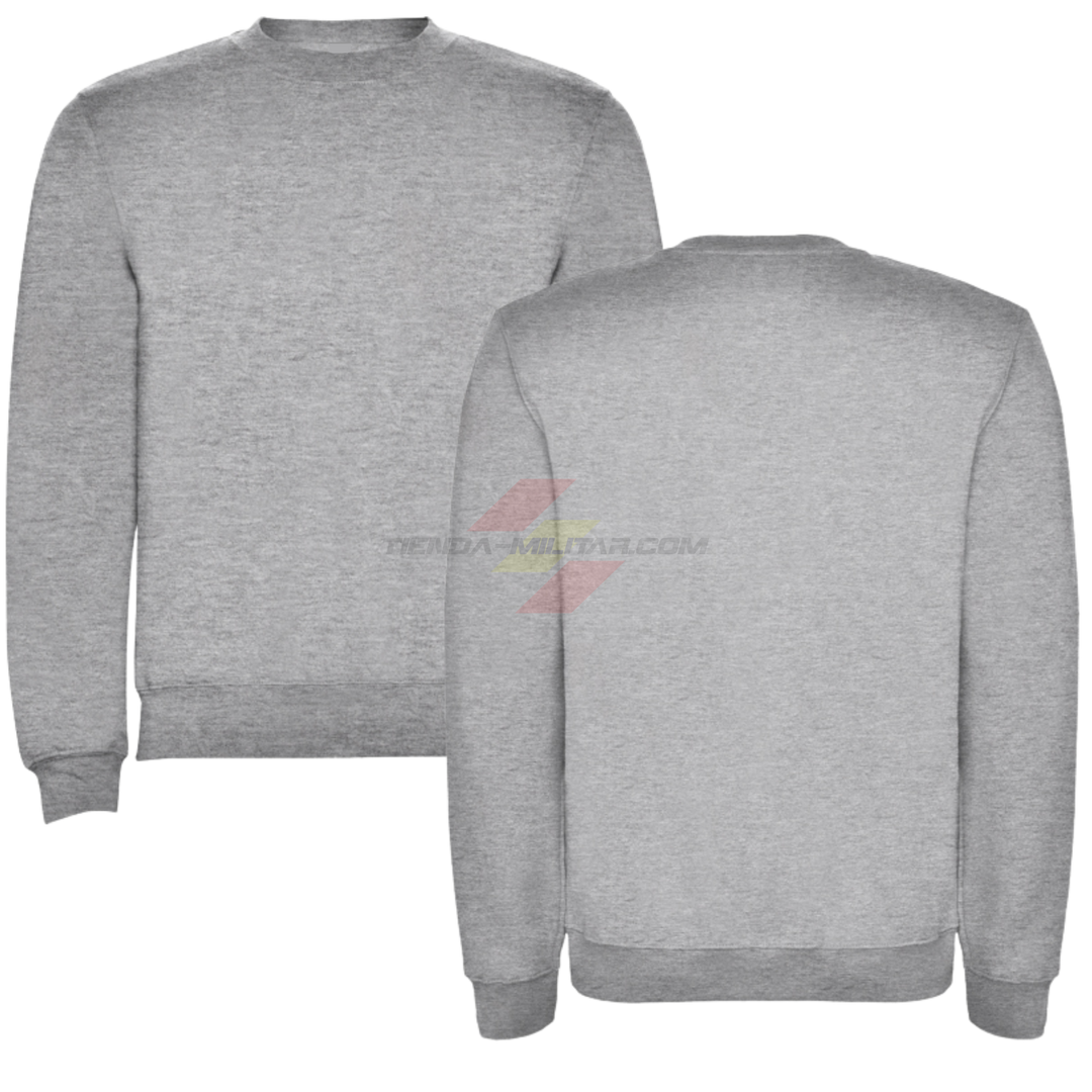 Sudadera militar personalizada sin capucha Depredador Hispano - detalle logo bolsillo y espalda