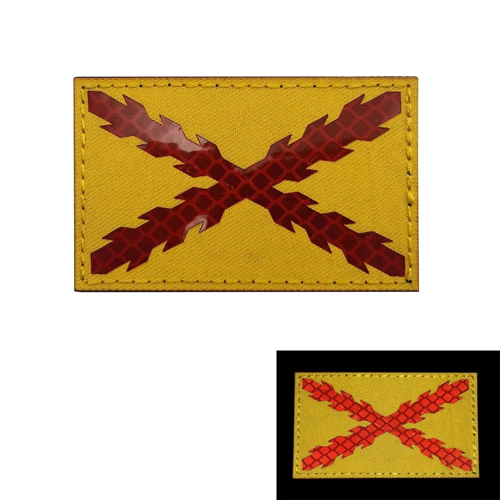 Parche Reflectante bordado del Imperio Español en amarillo y rojo.