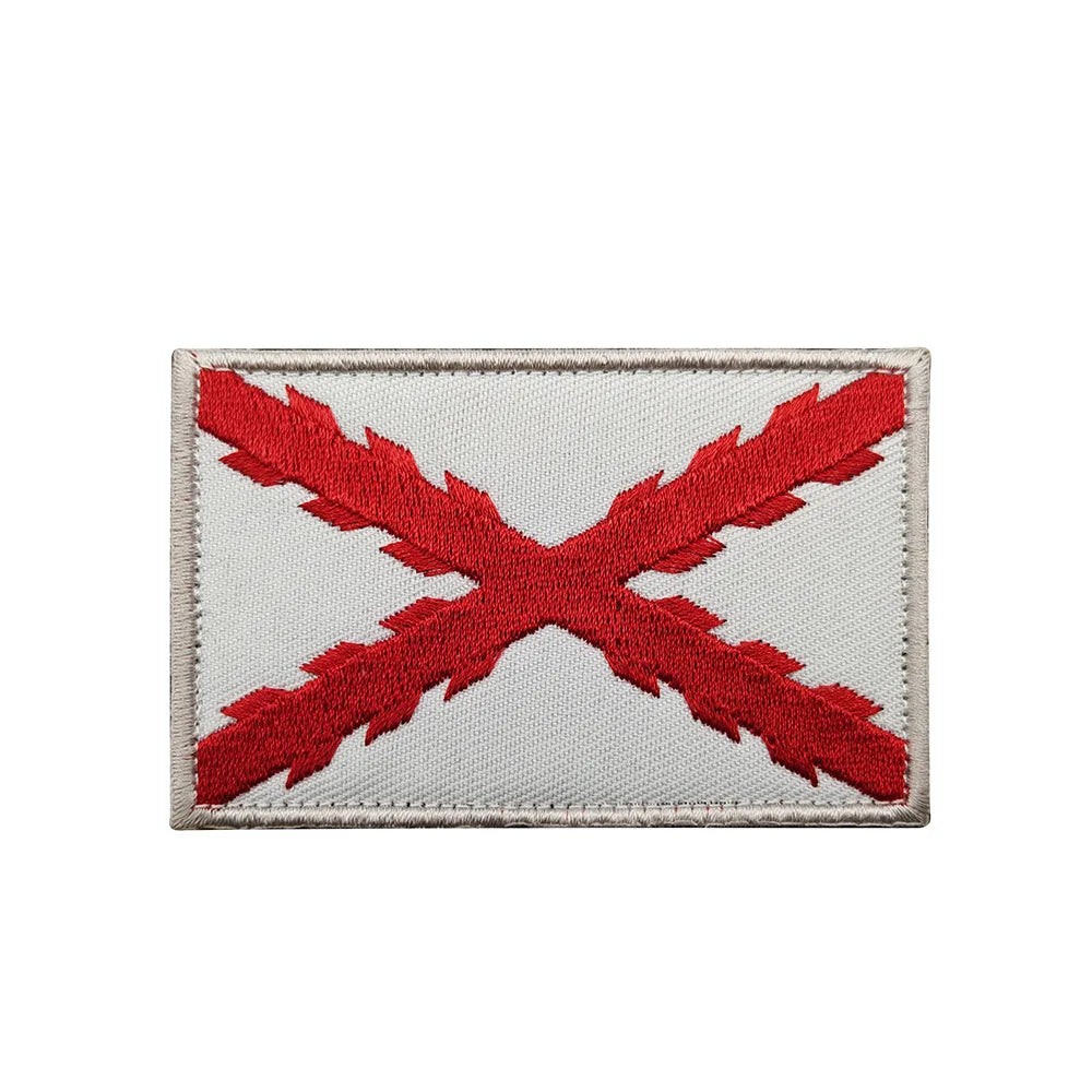 Parche bordado de la Bandera del Imperio Español (Cruz de Borgoña) en color Rojo y Blanco.