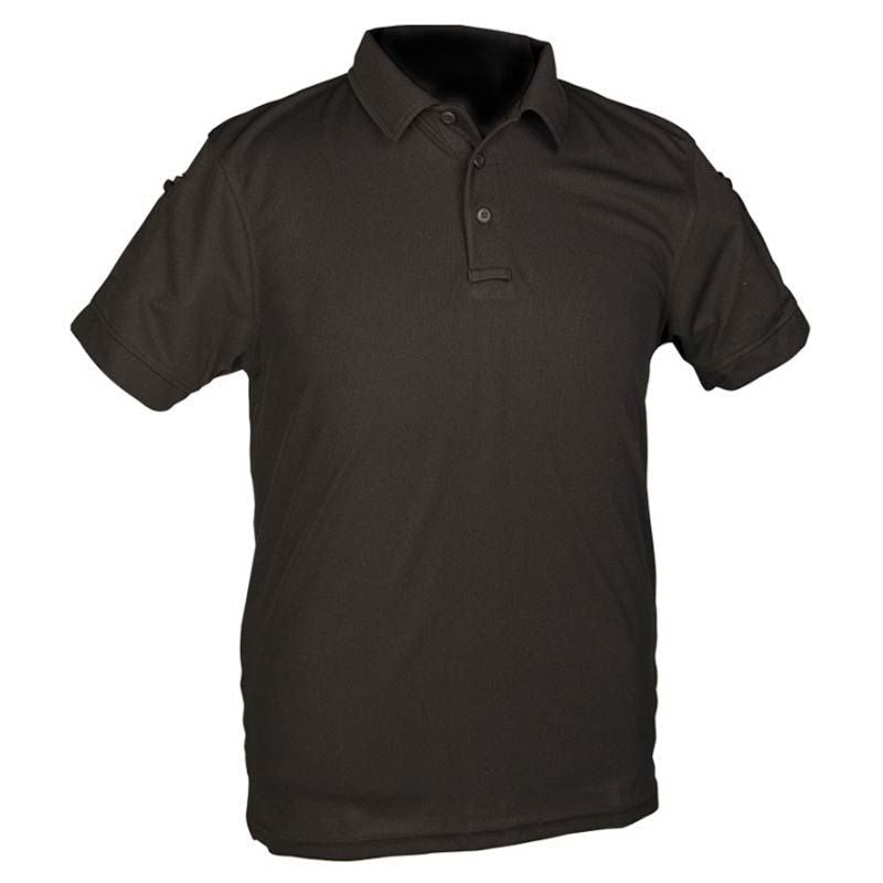 Polo militar manga corta Quick Dry Mil-Tec en color negro - Tienda Militar